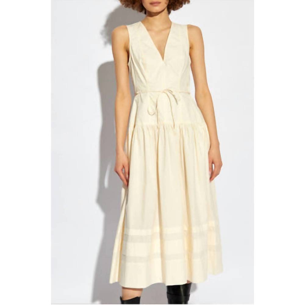 Ulla Johnson Cream Sleeveless V-Neck Midi Dress